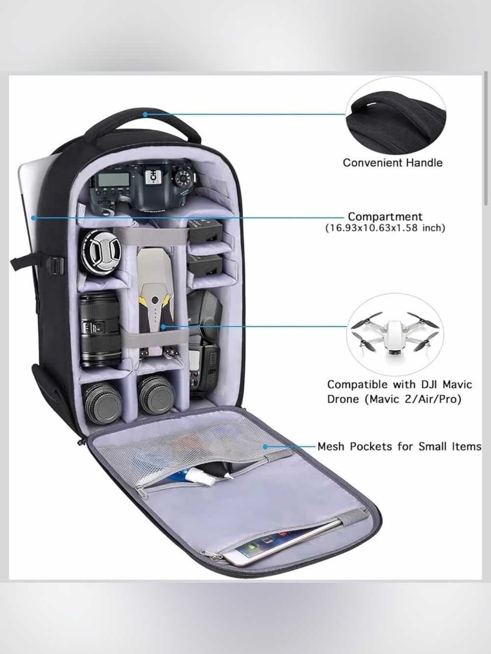 MOSISO Black Hard Shell Camera Backpack - Rugged Protective Case - Picture 8 of 10